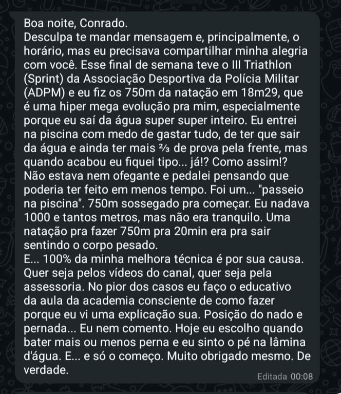 Depoimento de aluno do Personal Swim 3