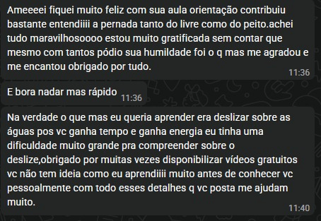 Depoimento de aluno do Personal Swim 5