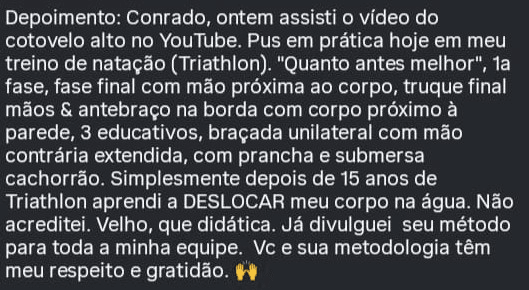 Depoimento de aluno do Personal Swim 7