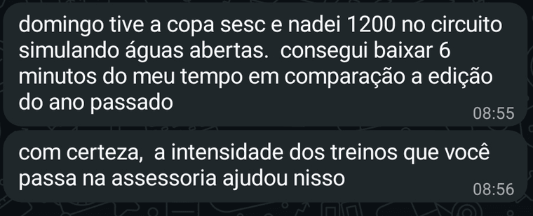 Depoimento de aluno do Personal Swim 9